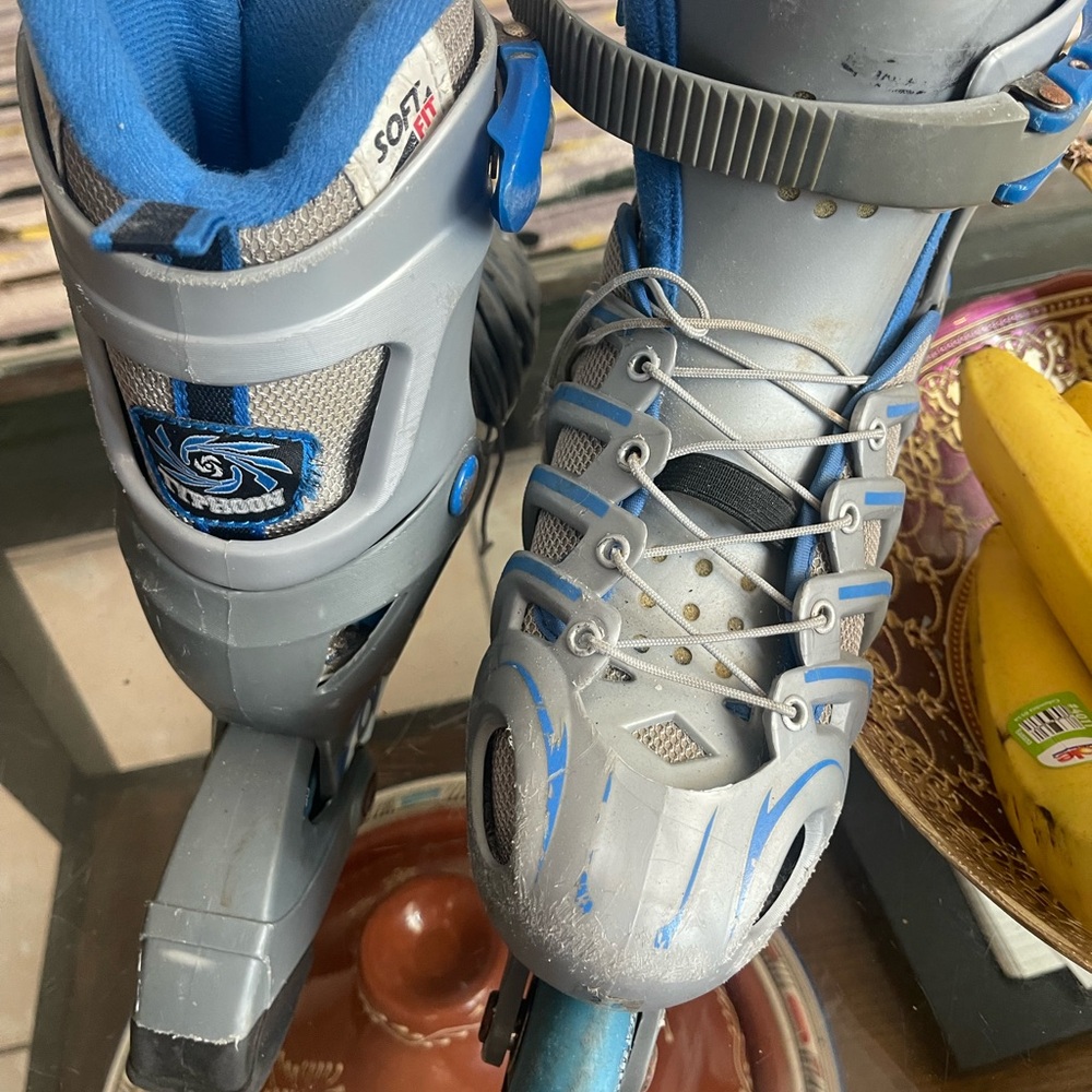 Blue and Gray Inline Skates with Secure Fit